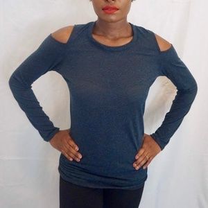 ❄️ Elan Navy Blue Long Sleeve w/ Cut Out Shoulder